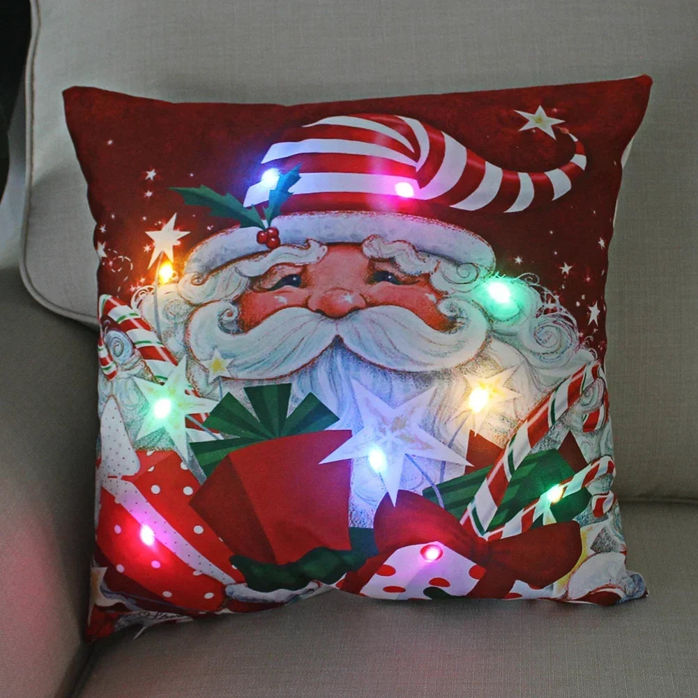 Housse de coussin de Noël lumineuse à LED, 45 × 45 cm