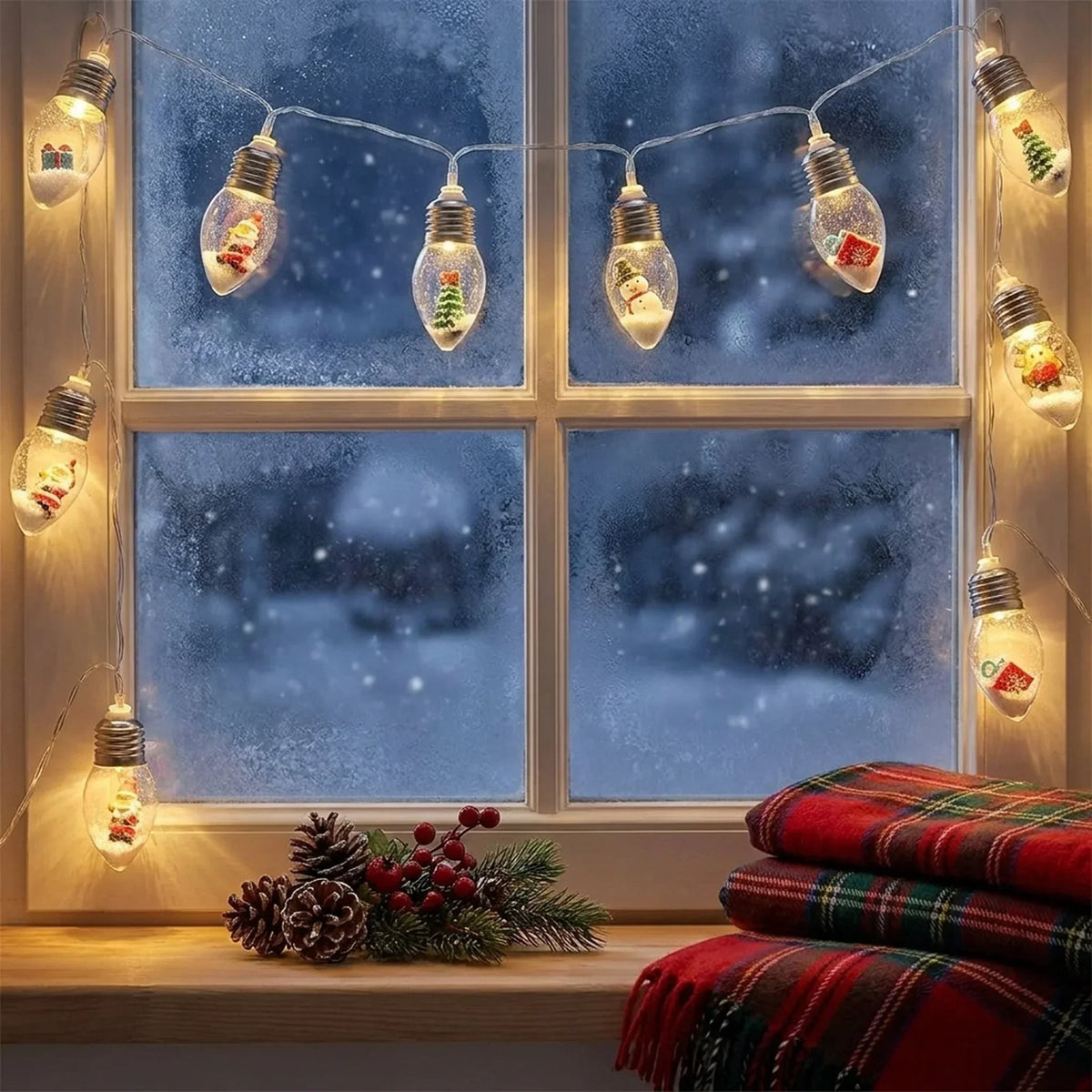 Guirlande LED de Noël à ampoules décoratives avec figurines