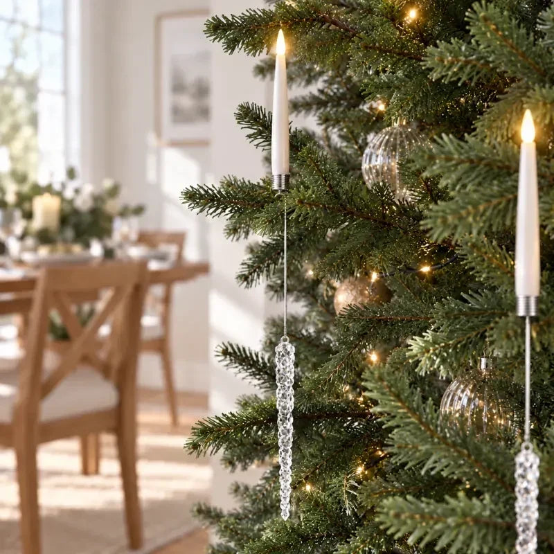 Bougies LED de sapin à suspendre avec ornements décoratifs