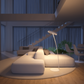 Lampadaire LED à tête annulaire orientable et télécommande