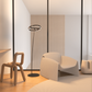 Lampadaire LED à tête annulaire orientable et télécommande