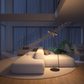 Lampadaire LED à tête annulaire orientable et télécommande