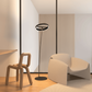 Lampadaire LED à tête annulaire orientable et télécommande