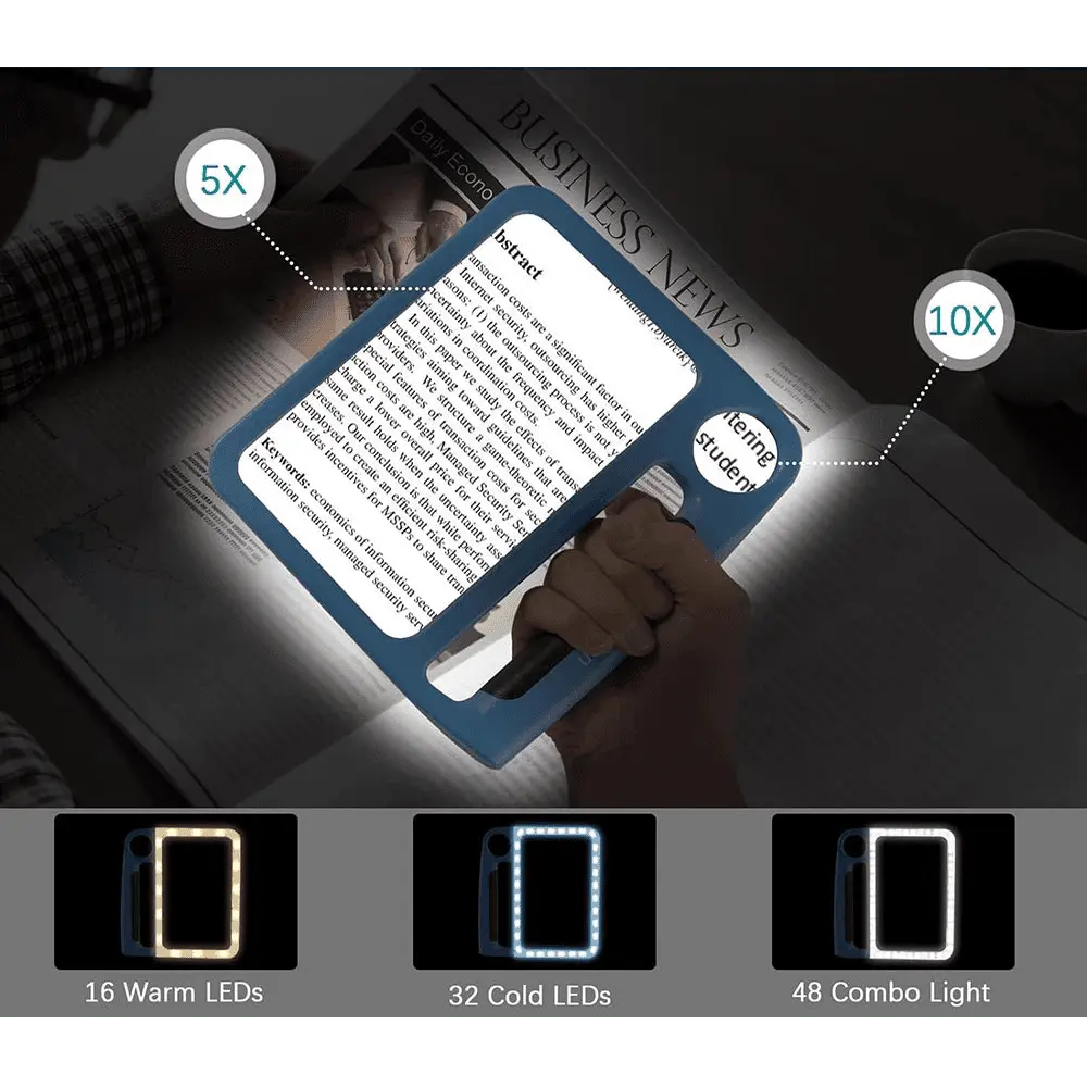 Loupe de lecture à 48 LED et double grossissement