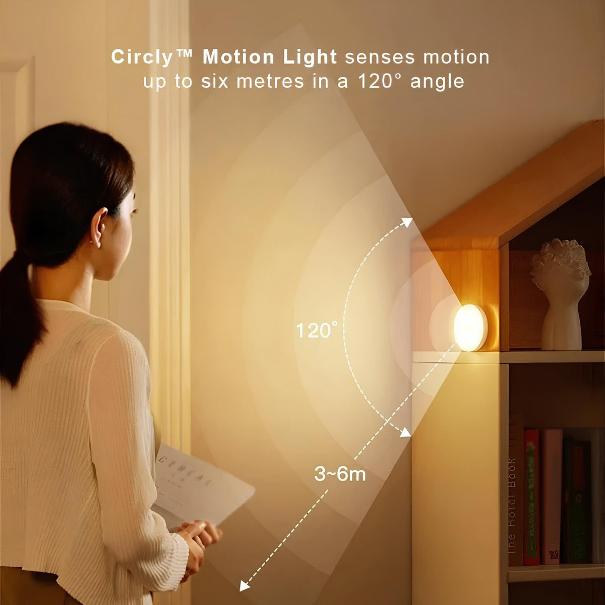 Lampe LED ronde à détecteur de mouvement et fixation magnétique