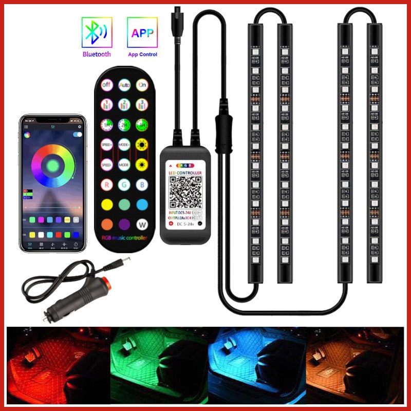 Kit d'éclairage LED RVB pour habitacle avec télécommande