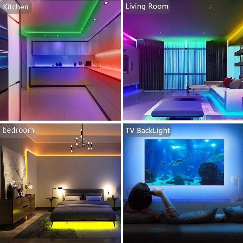Kit de quatre rubans LED RVB avec télécommande 44 touches