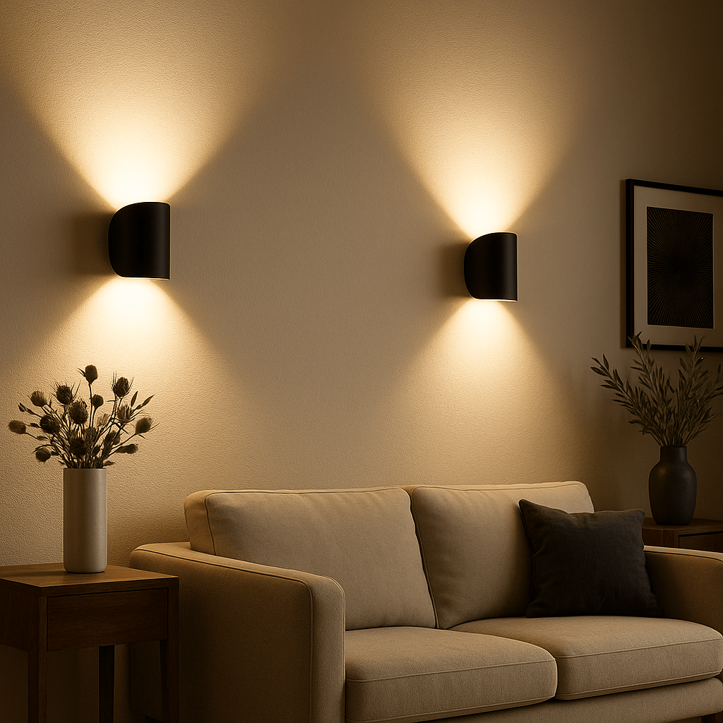 Applique LED semi-cylindrique à éclairage haut et bas