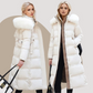Manteau long matelassé à capuche en fausse fourrure et ceinture