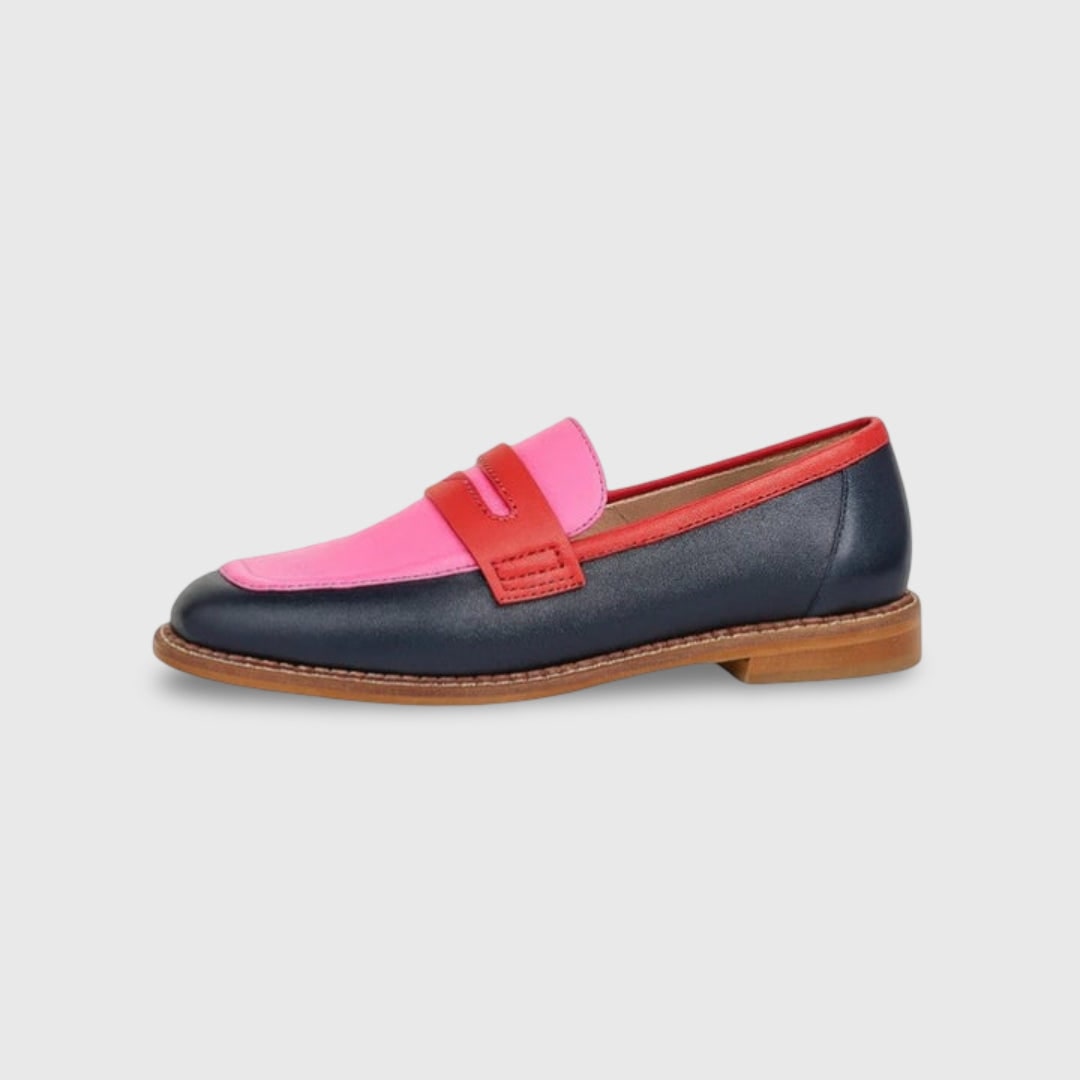 Mocassins femme en cuir multicolore à petit talon