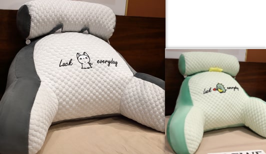 Dossier de lecture rembourré avec accoudoirs et coussin de nuque
