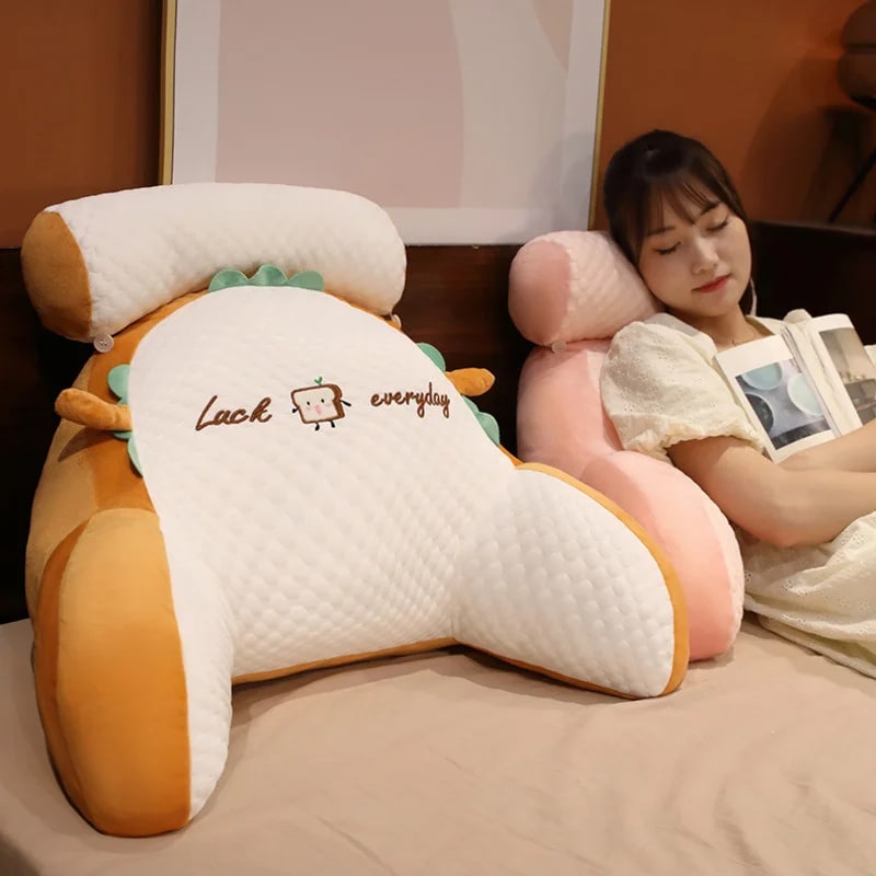 Dossier de lecture rembourré avec accoudoirs et coussin de nuque