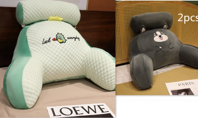 Dossier de lecture rembourré avec accoudoirs et coussin de nuque