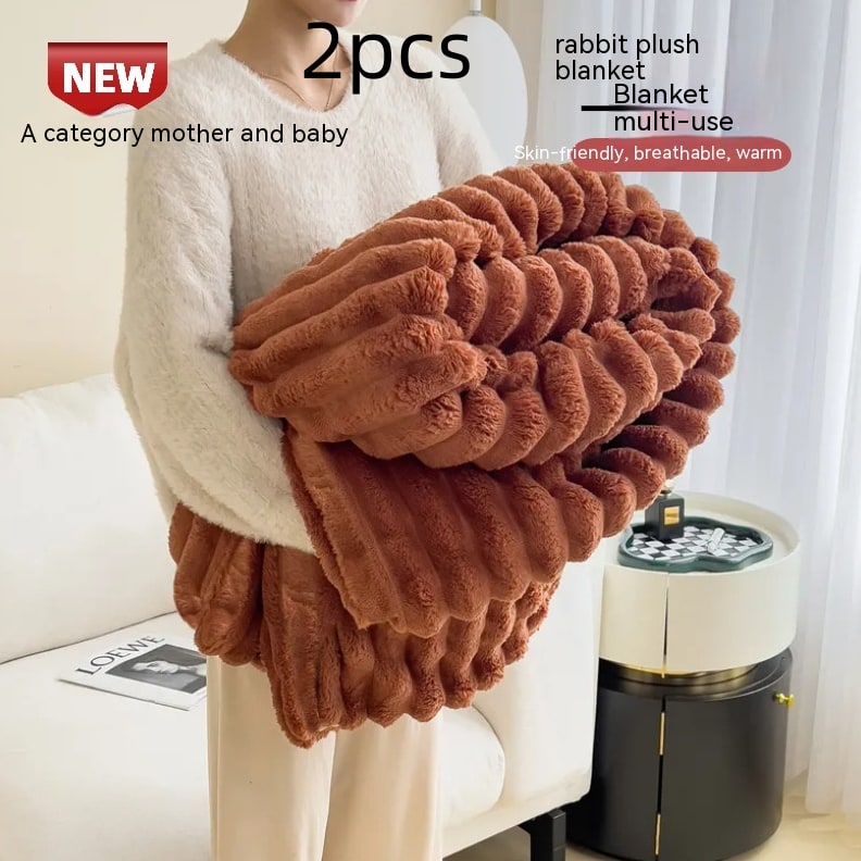 Couverture en fausse fourrure double face avec option taie assortie