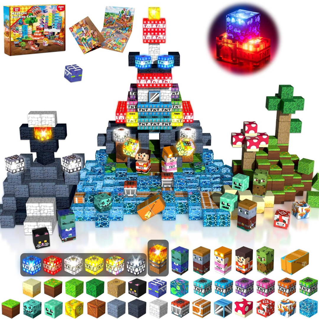 Cubes de construction magnétiques avec éléments lumineux
