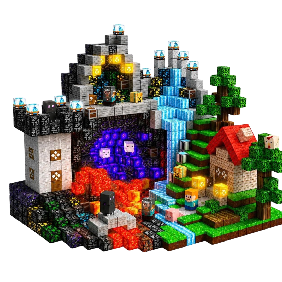 Cubes de construction magnétiques avec éléments lumineux
