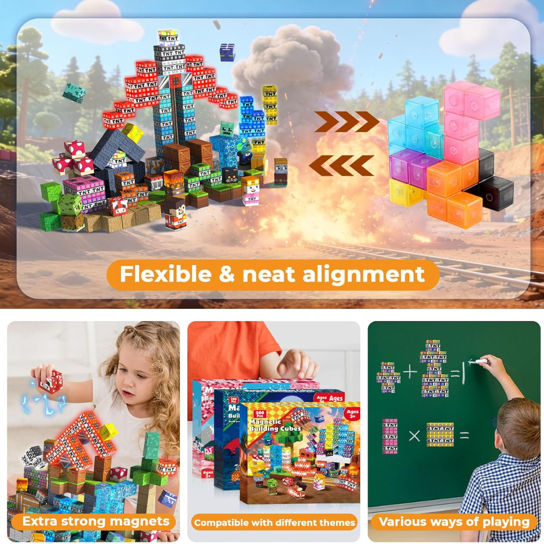Cubes de construction magnétiques avec éléments lumineux