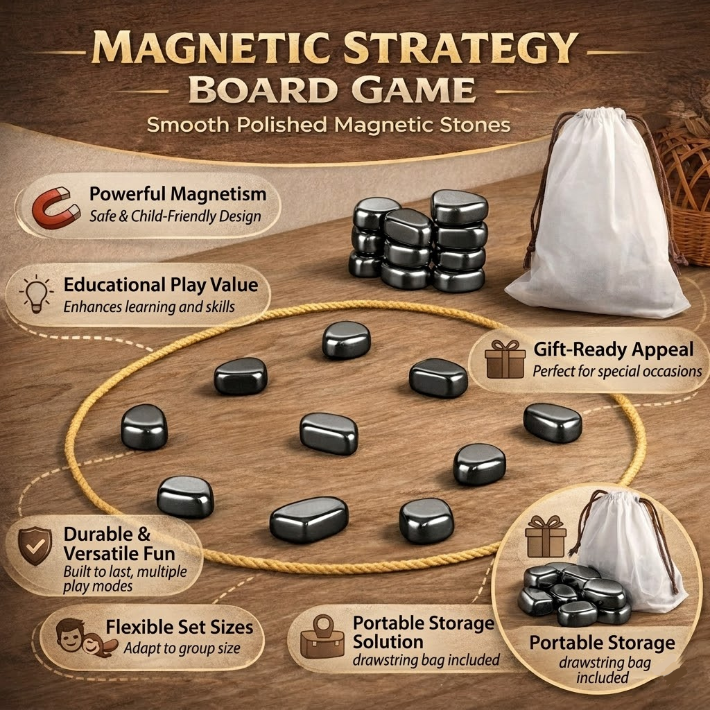 Jeu de galets magnétiques avec corde et pochette