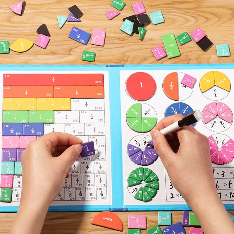 Coffret magnétique d'apprentissage des fractions avec feutre