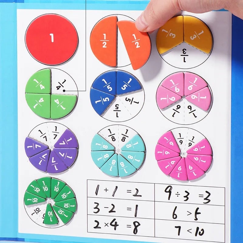 Coffret magnétique d'apprentissage des fractions avec feutre
