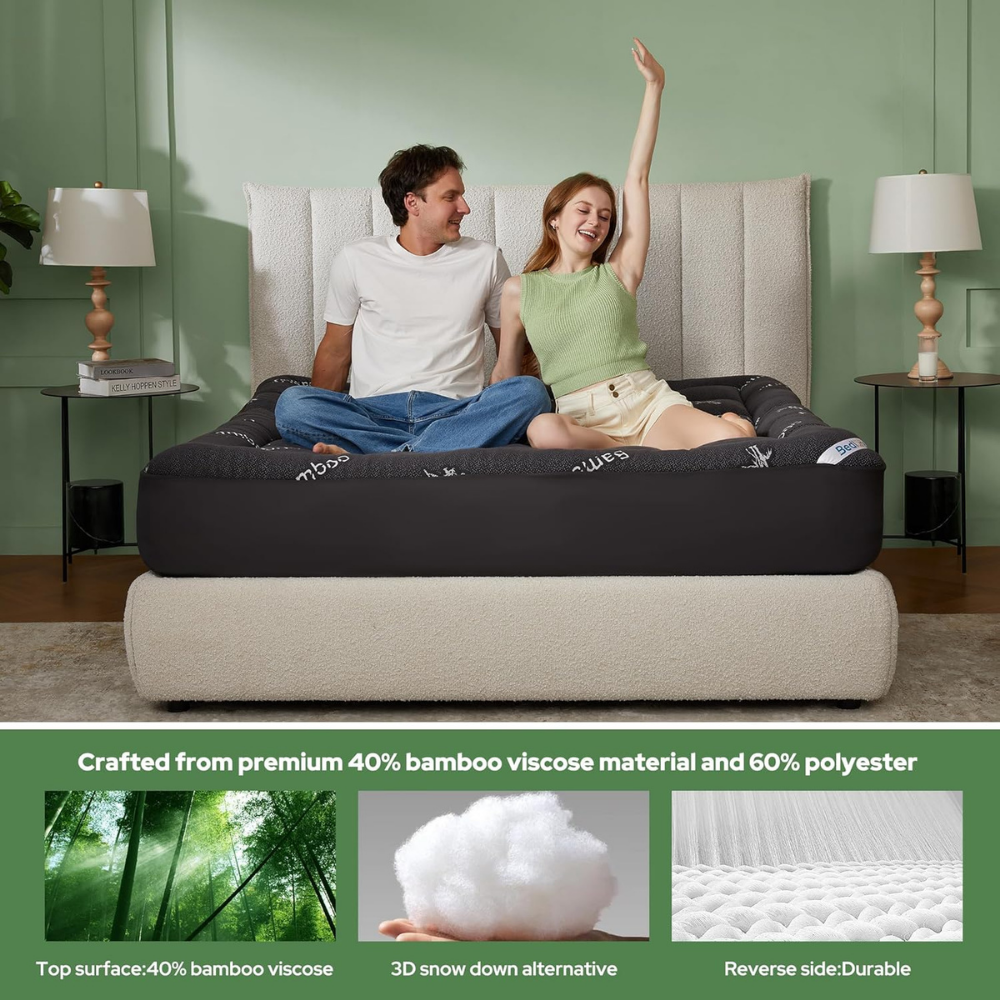 Surmatelas matelassé avec attaches élastiques et couche TPU