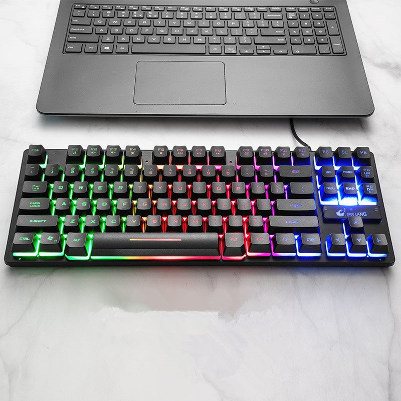 Clavier mécanique filaire QWERTY à 87 touches et éclairage RVB