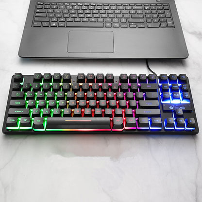 Clavier mécanique filaire QWERTY à 87 touches et éclairage RVB