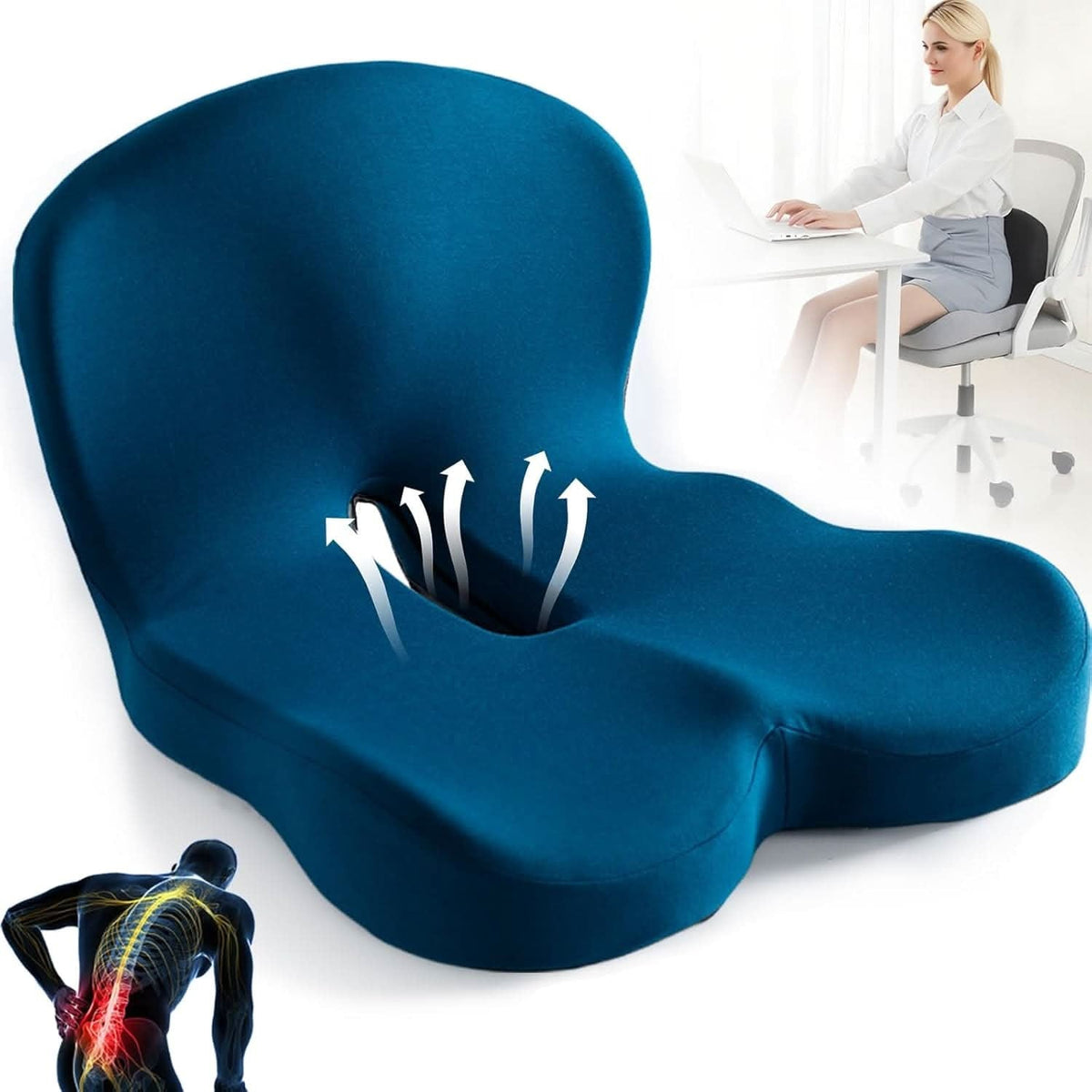 Coussin d'assise à mémoire de forme avec dossier intégré