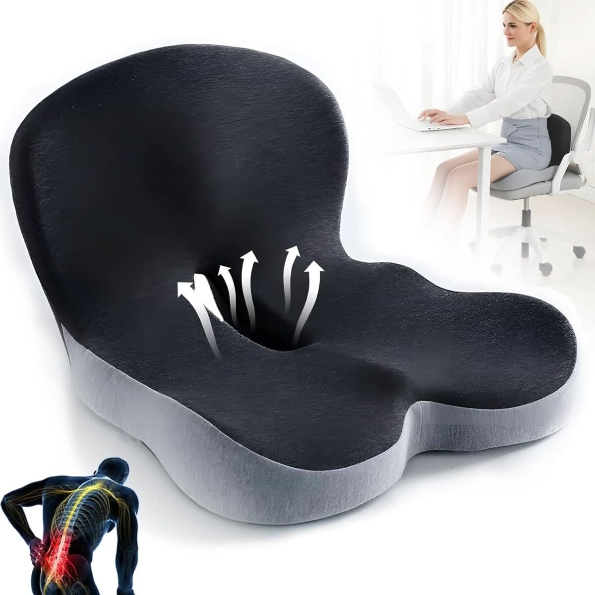 Coussin d'assise à mémoire de forme avec dossier intégré