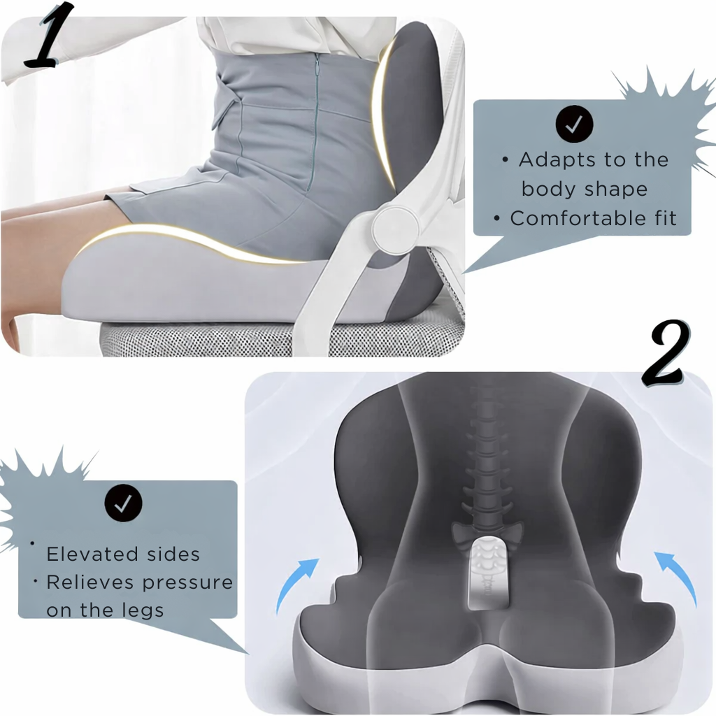Coussin d'assise à mémoire de forme avec dossier intégré