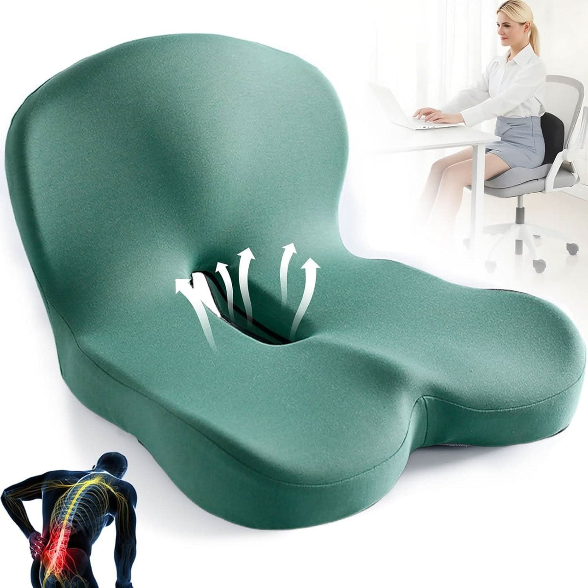 Coussin d'assise à mémoire de forme avec dossier intégré