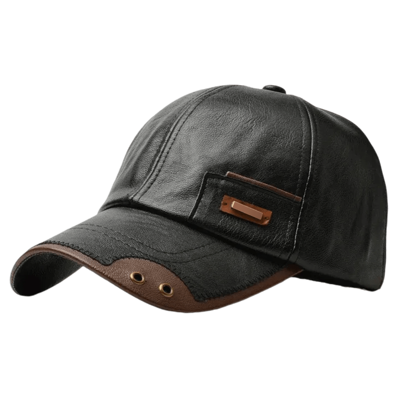 Casquette homme en similicuir à visière courbe