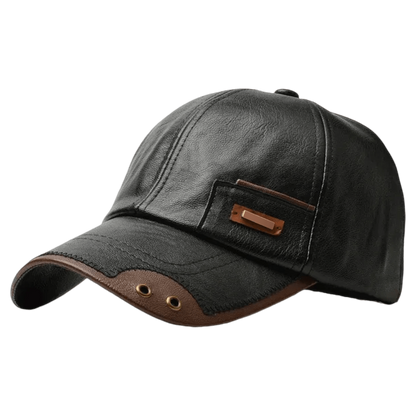 Casquette homme en similicuir à visière courbe
