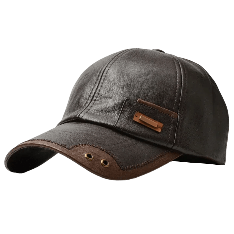 Casquette homme en similicuir à visière courbe