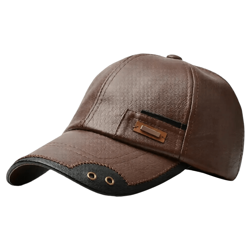 Casquette homme en similicuir à visière courbe