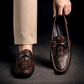 Mocassins homme en similicuir effet crocodile avec mors métallique