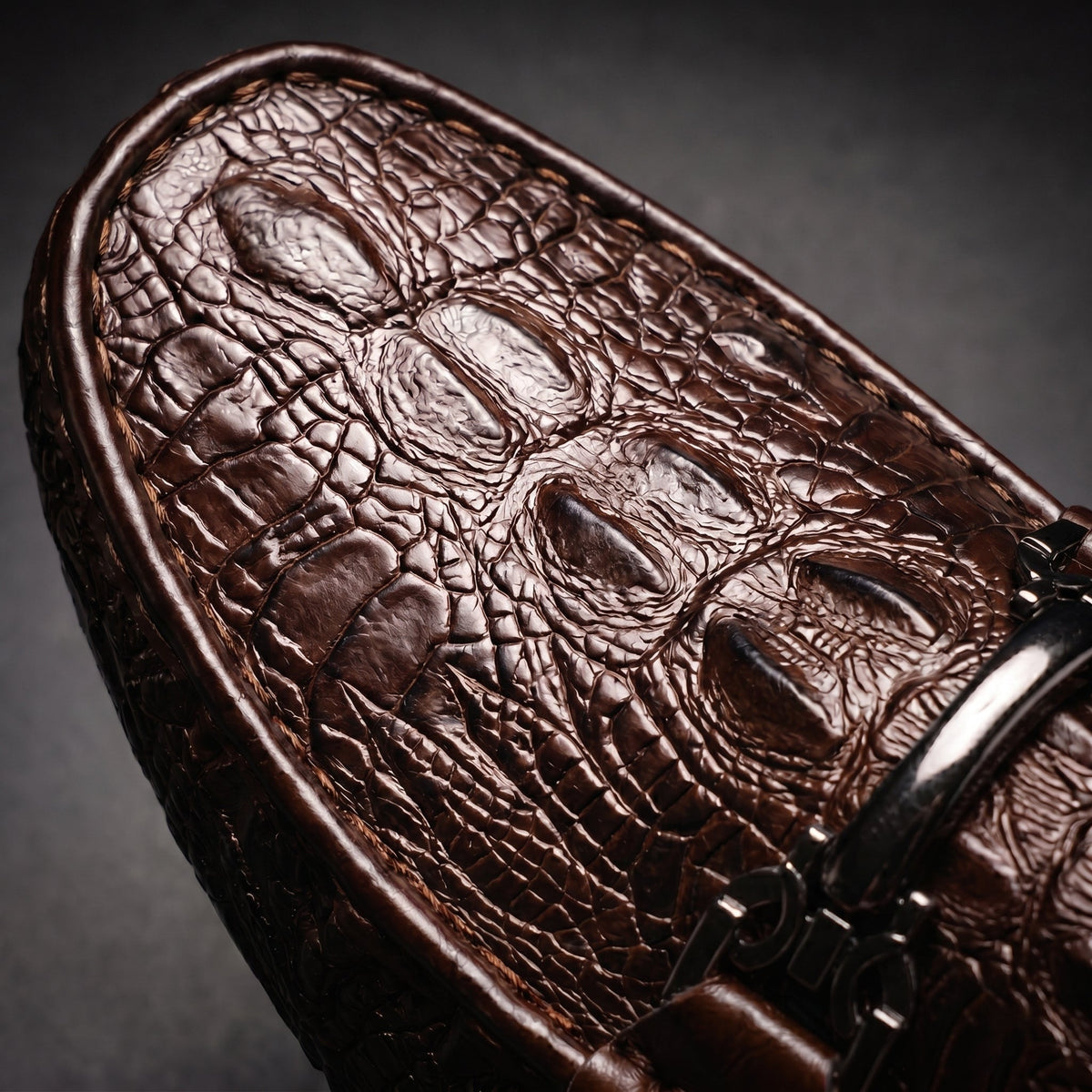 Mocassins homme en similicuir effet crocodile avec mors métallique