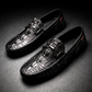 Mocassins homme en similicuir effet crocodile avec mors métallique