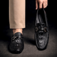 Mocassins homme en similicuir effet crocodile avec mors métallique