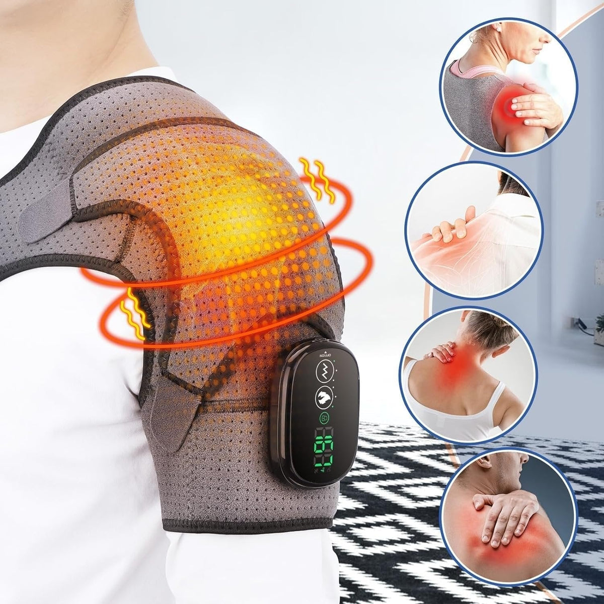 Épaulière chauffante rechargeable avec vibrations