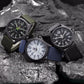 Montre analogique homme à bracelet nylon et cadran 24 heures