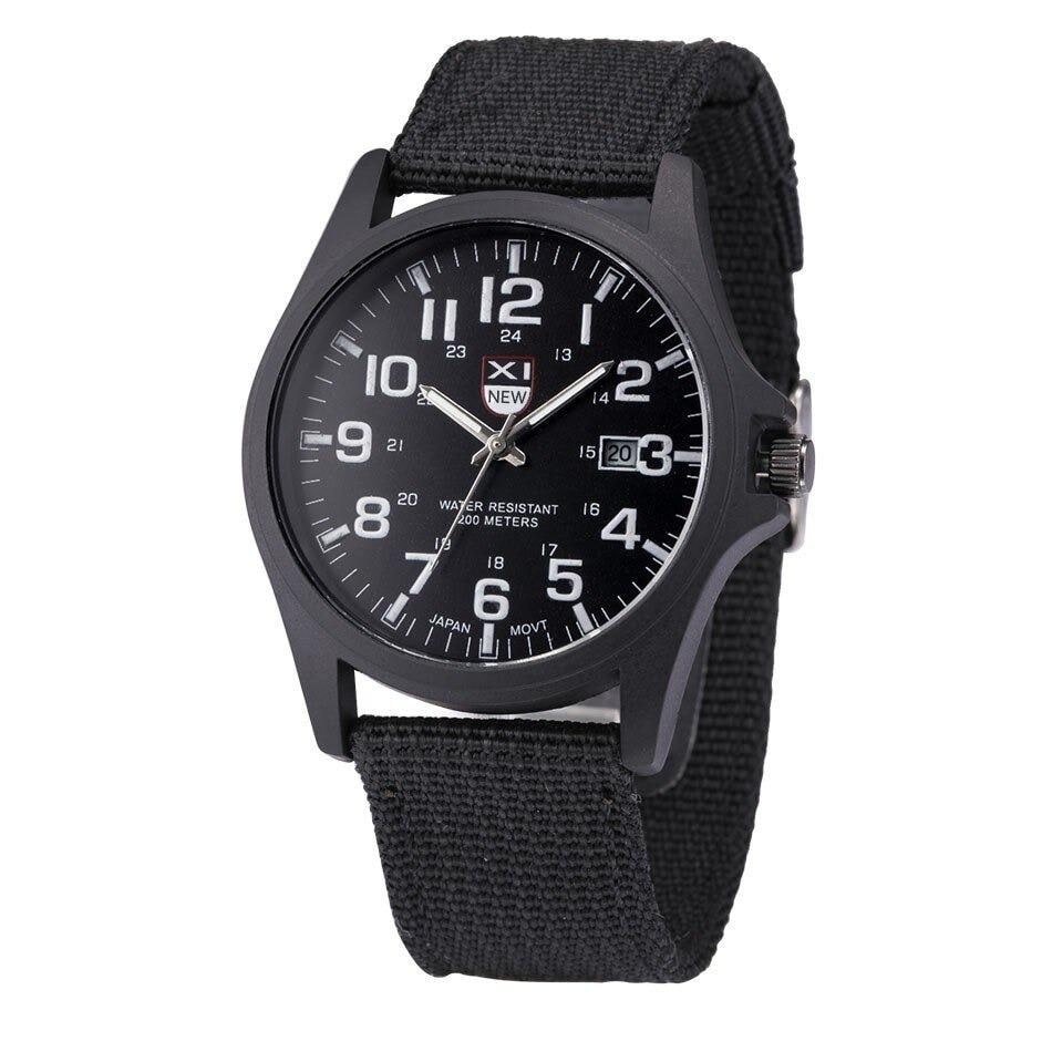 Montre analogique homme à bracelet nylon et cadran 24 heures