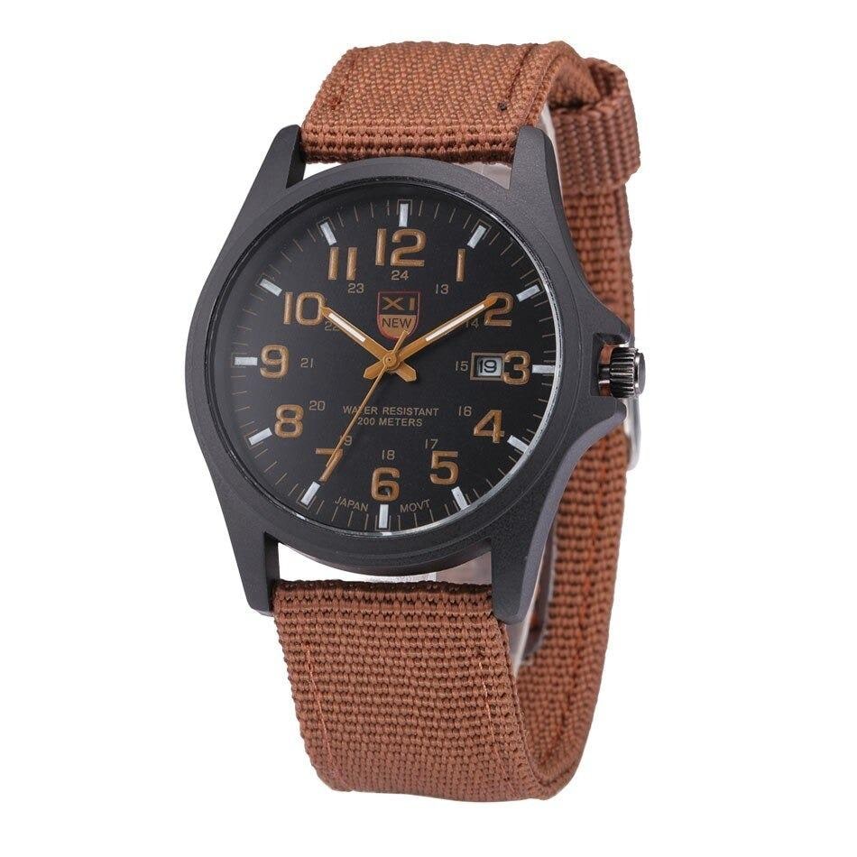 Montre analogique homme à bracelet nylon et cadran 24 heures