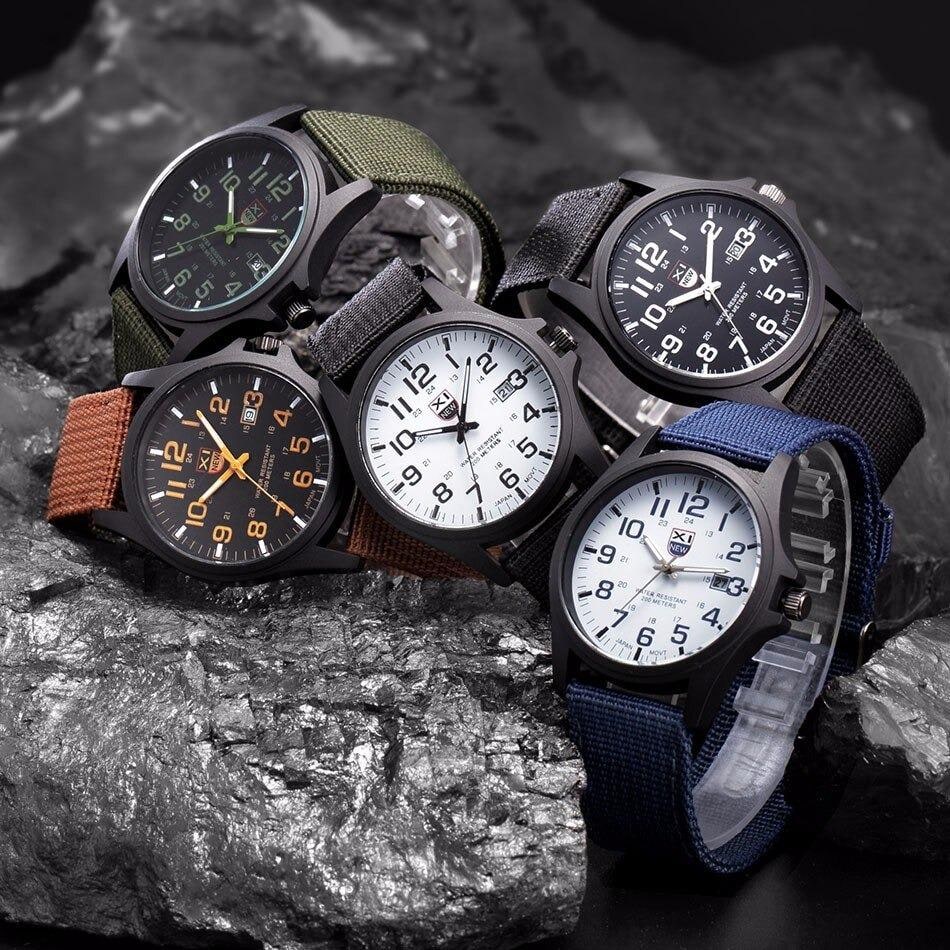 Montre analogique homme à bracelet nylon et cadran 24 heures