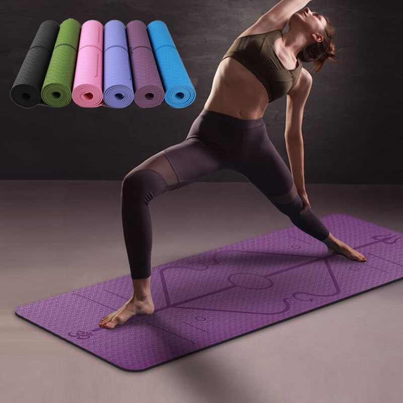 Tapis de yoga en TPE avec repères d'alignement, 6 mm