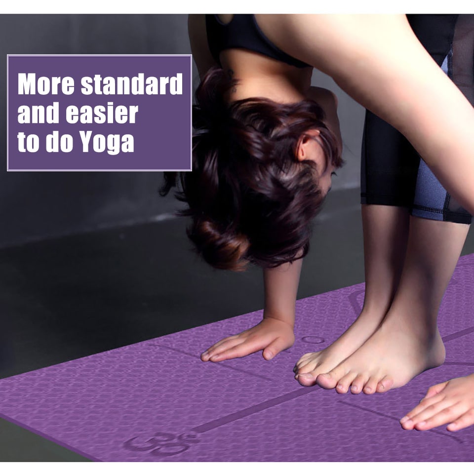 Tapis de yoga en TPE avec repères d'alignement, 6 mm