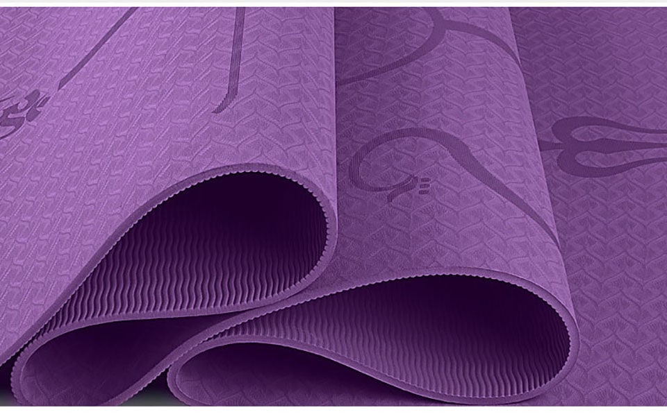Tapis de yoga en TPE avec repères d'alignement, 6 mm