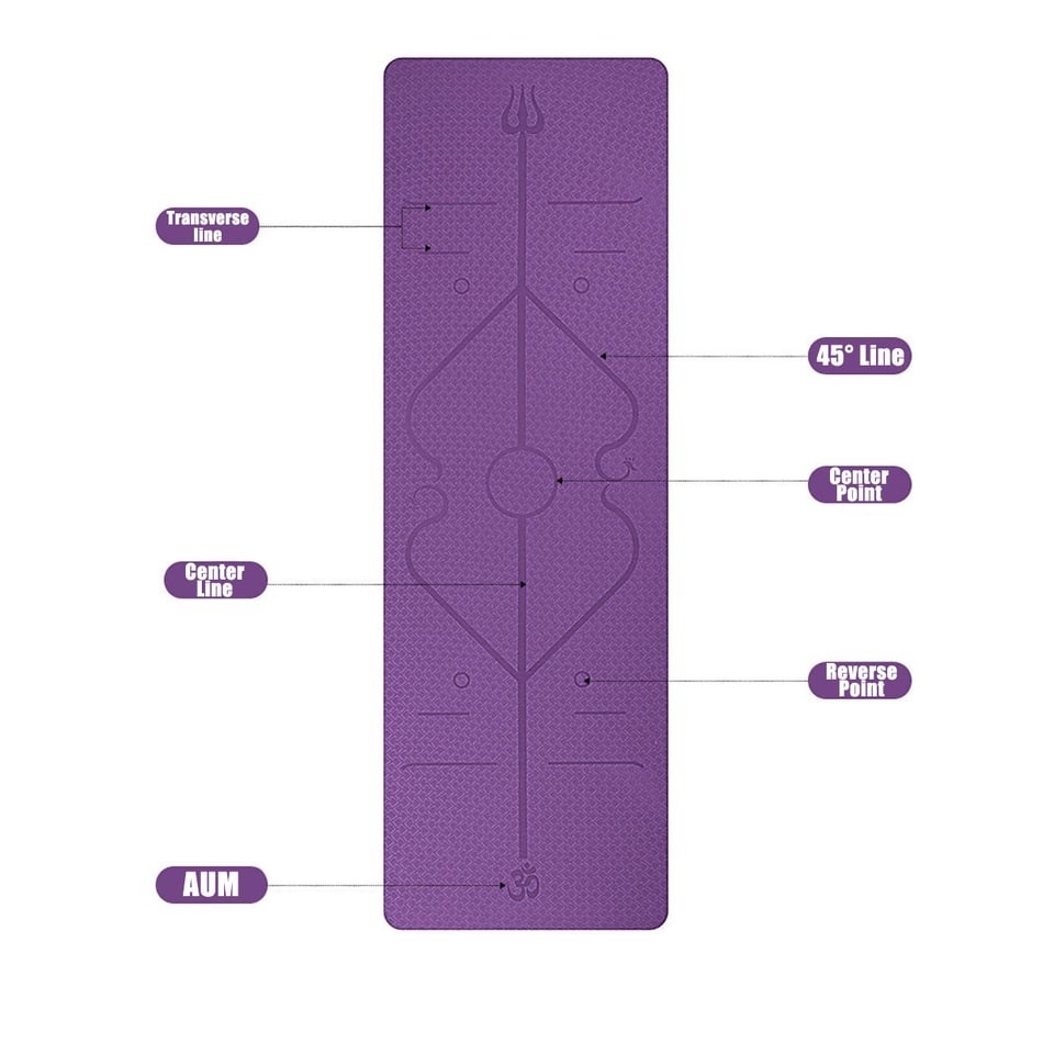Tapis de yoga en TPE avec repères d'alignement, 6 mm