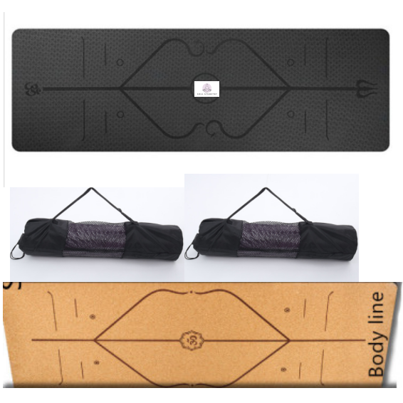 Tapis de yoga en TPE avec repères d'alignement, 6 mm