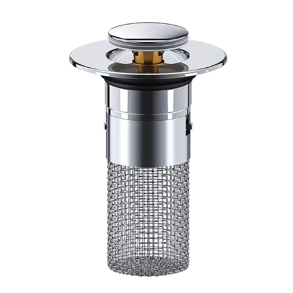 Bonde de lavabo à pression avec filtre, diamètre 34–40 mm